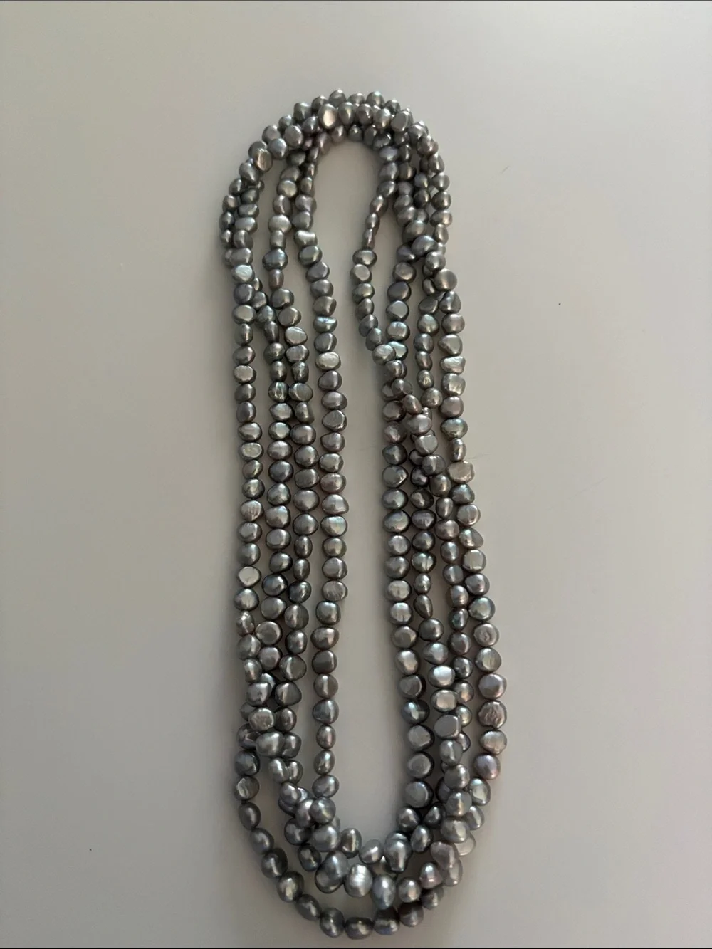 Extra Long Strand Gray Pearl Necklace - Elegant Women’s Jewelry